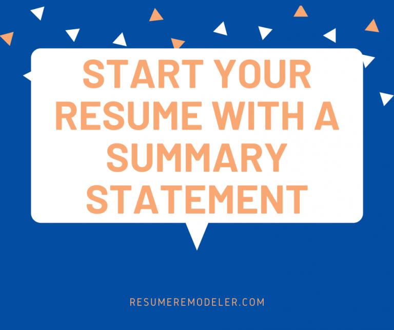 Resume With Summary Statement – A Must Have